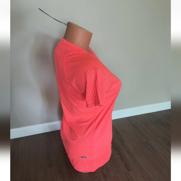 RBX Women's Neon Orange Active Wear Eyelet Short Sleeve Shirt Size Small - Picture 5 of 6